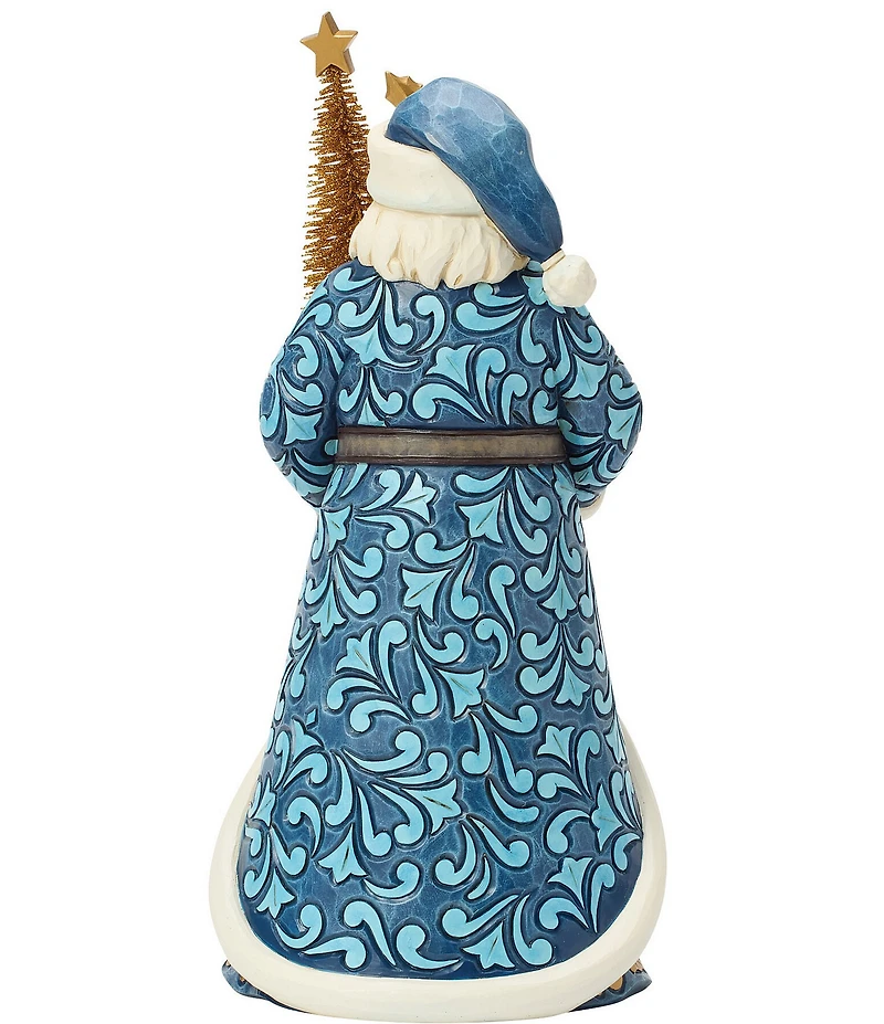 Jim Shore Heartwood Creek Blue And Gold Santa With Sisal Tree Figurine