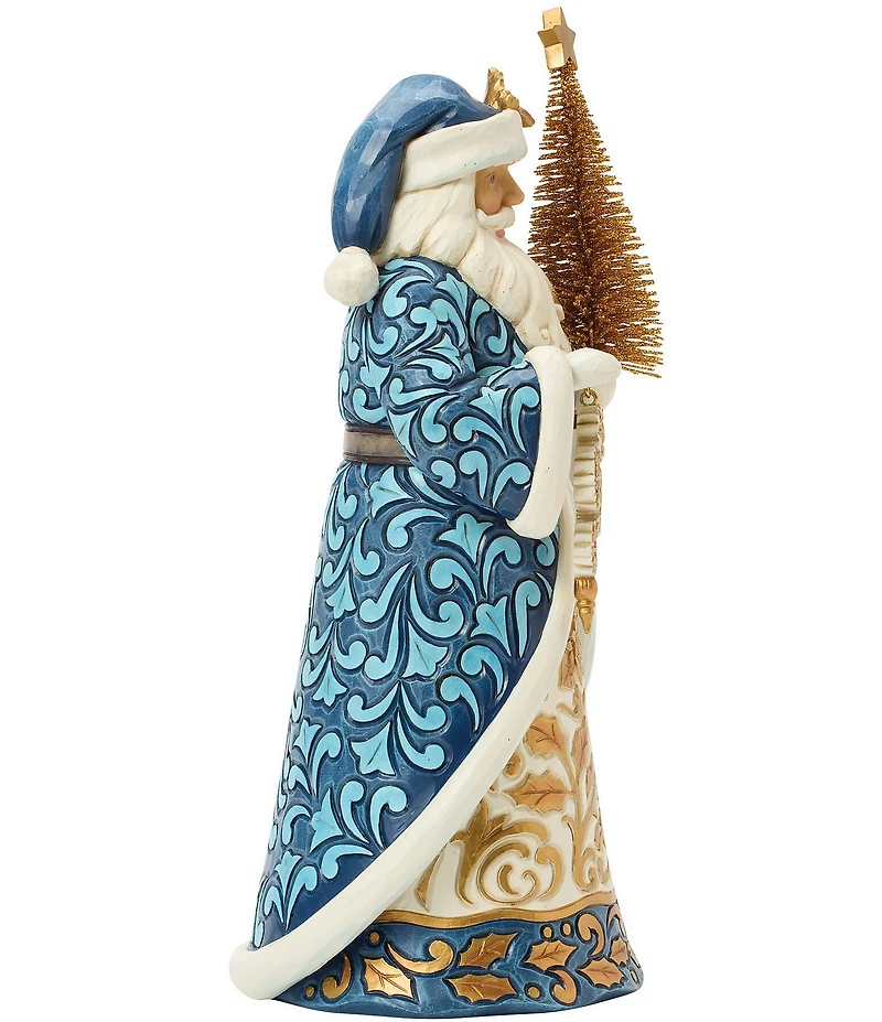 Jim Shore Heartwood Creek Blue And Gold Santa With Sisal Tree Figurine