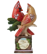 Jim Shore Heartwood Creek Cardinal Pair On Pedestal Figurine