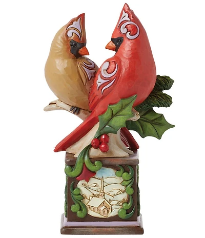 Jim Shore Heartwood Creek Cardinal Pair On Pedestal Figurine