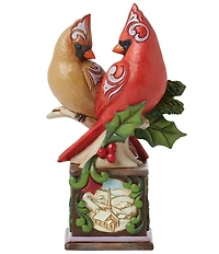 Jim Shore Heartwood Creek Cardinal Pair On Pedestal Figurine