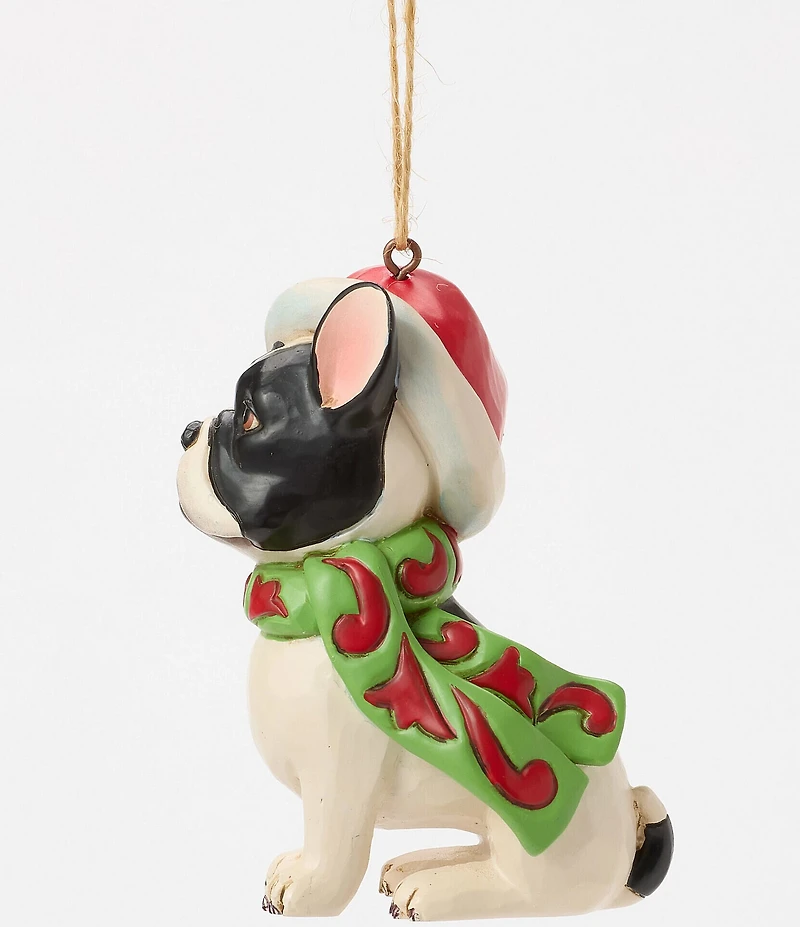 Jim Shore Heartwood Creek Christmas French Bull Dog in Santa Hat Ornament