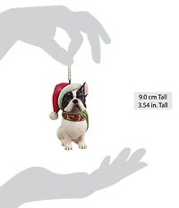 Jim Shore Heartwood Creek Christmas French Bull Dog in Santa Hat Ornament