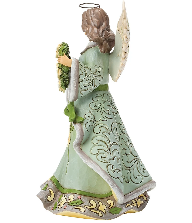 Jim Shore Heartwood Creek Opal & Moss Angel With White Poinsettia Wreath Figurine
