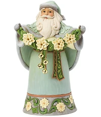 Jim Shore Heartwood Creek Opal & Moss Santa With White Poinsettia Garland Figurine