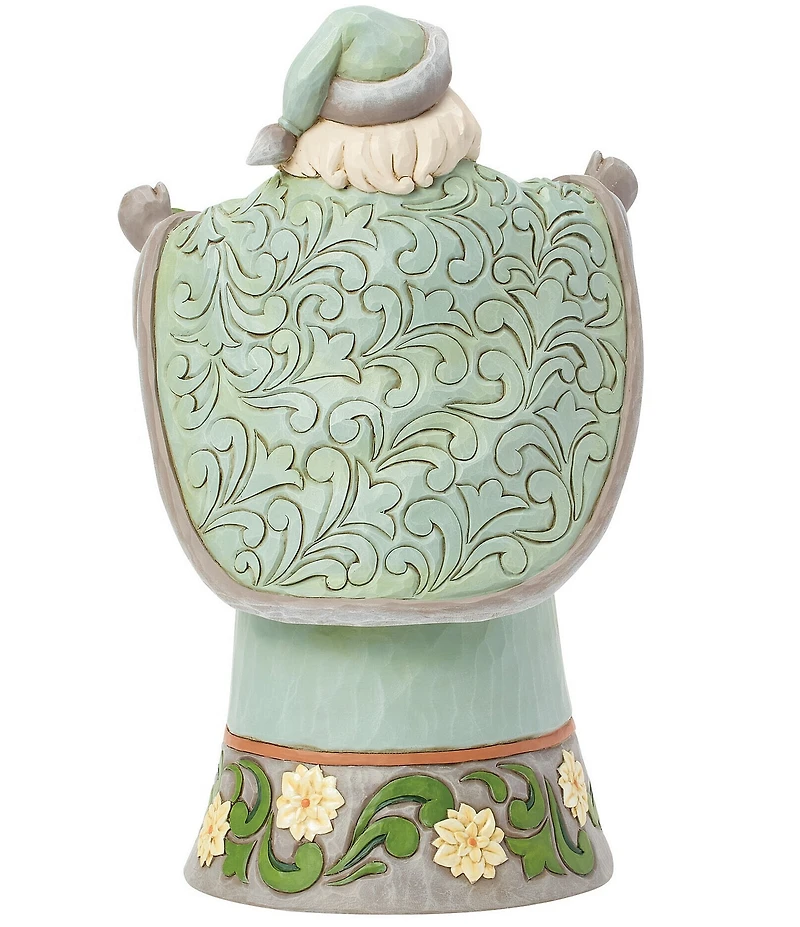 Jim Shore Heartwood Creek Opal & Moss Santa With White Poinsettia Garland Figurine