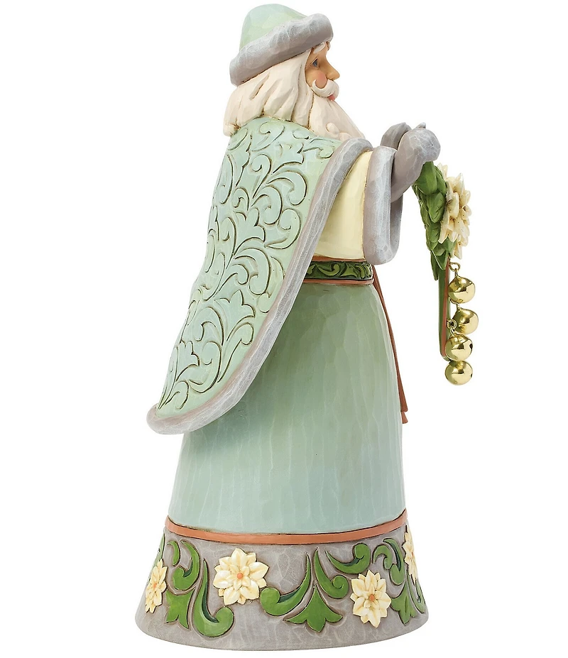 Jim Shore Heartwood Creek Opal & Moss Santa With White Poinsettia Garland Figurine