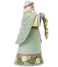 Jim Shore Heartwood Creek Opal & Moss Santa With White Poinsettia Garland Figurine