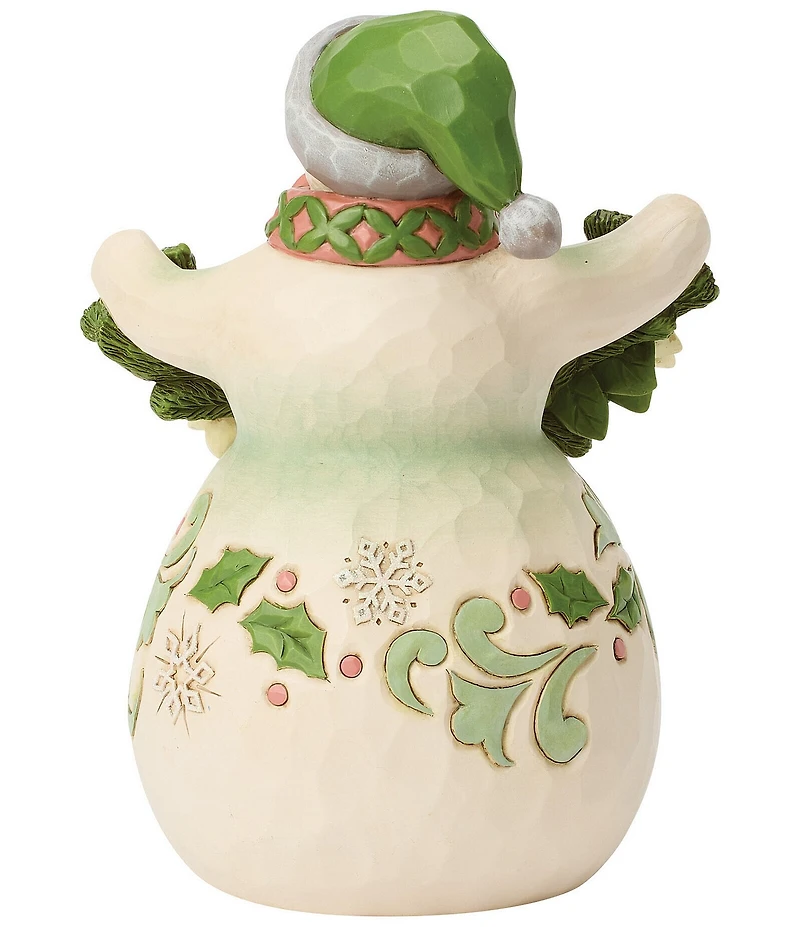Jim Shore Heartwood Creek Opal & Moss Snowman with Poinsettia Garland Figurine