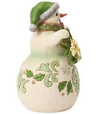 Jim Shore Heartwood Creek Opal & Moss Snowman with Poinsettia Garland Figurine