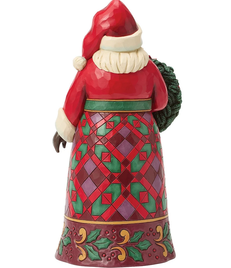 Jim Shore Heartwood Creek Santa Holding Poinsettia Wreath Figurine
