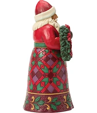 Jim Shore Heartwood Creek Santa Holding Poinsettia Wreath Figurine