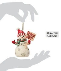 Jim Shore Heartwood Creek Snowman Holding Peace & Joy Sign Ornament