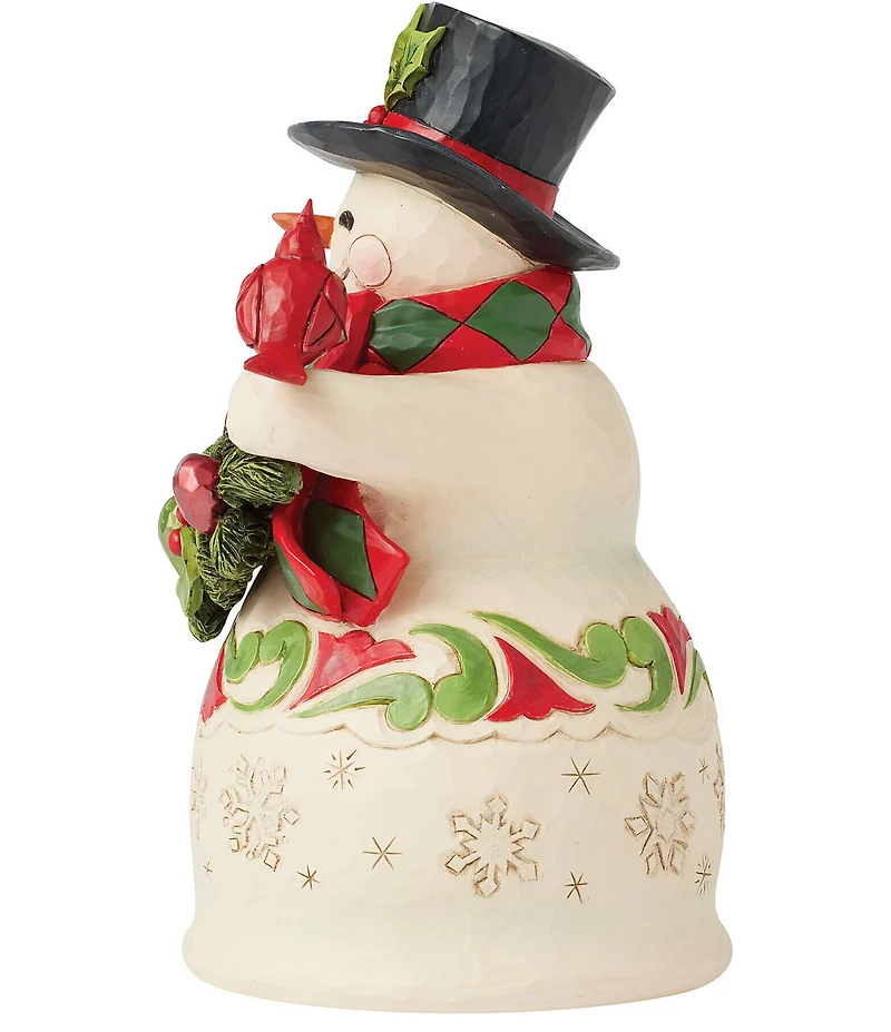Jim Shore Heartwood Creek Snowman With Garland And Cardinal Figurine