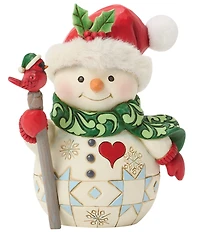 Jim Shore Heartwood Creek #double;Tiny Tweets#double; Snowman With Cardinal On Stick Pint Figurine