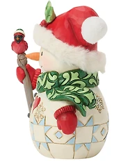 Jim Shore Heartwood Creek #double;Tiny Tweets#double; Snowman With Cardinal On Stick Pint Figurine