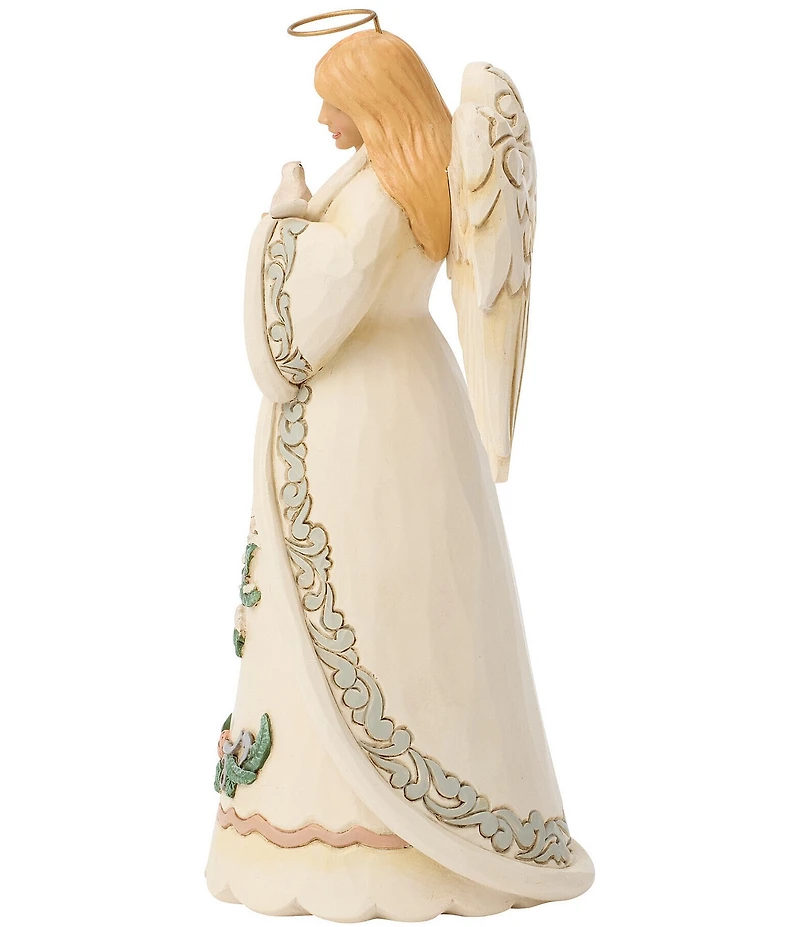 Jim Shore Heartwood Creek #double;Whispers of Winter#double; White Woodland Angel With Dove Figurine
