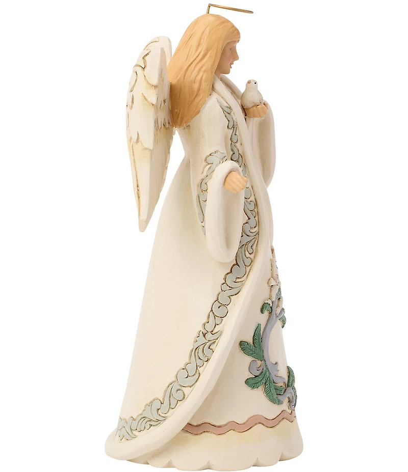 Jim Shore Heartwood Creek #double;Whispers of Winter#double; White Woodland Angel With Dove Figurine