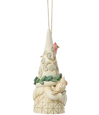 Jim Shore Heartwood Creek White Woodland Gnome with Birdhouse and Birds Hanging Ornament