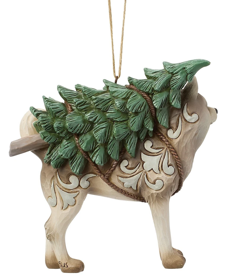 Jim Shore Heartwood Creek White Woodland Husky With Tree Hanging Ornament