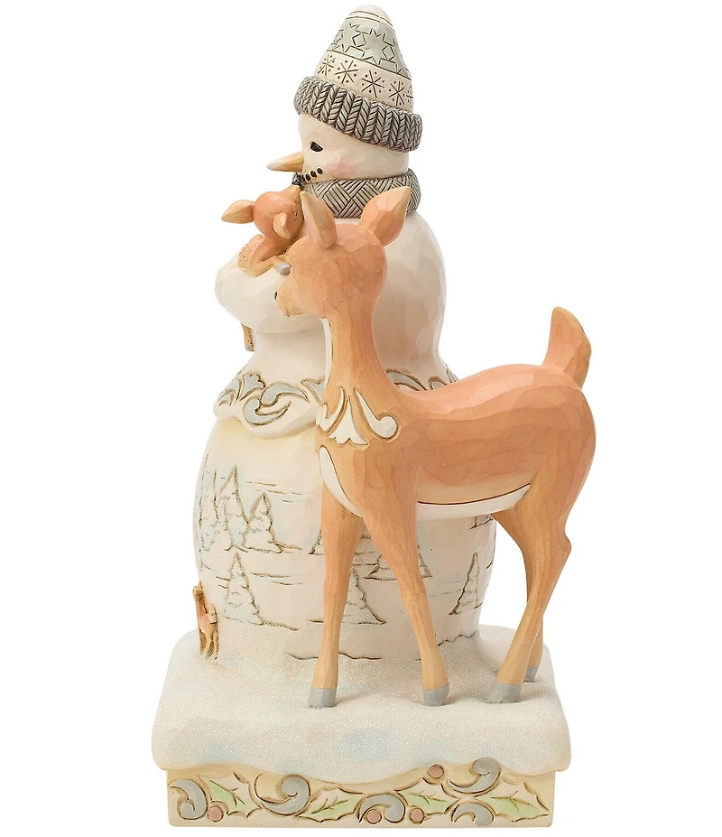 Jim Shore Heartwood Creek White Woodland Snowman Holding Fawn Figurine