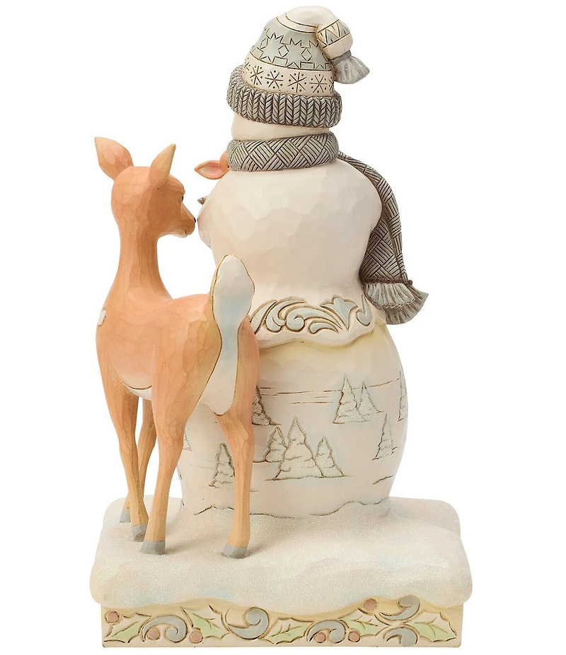 Jim Shore Heartwood Creek White Woodland Snowman Holding Fawn Figurine