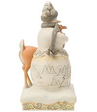 Jim Shore Heartwood Creek White Woodland Snowman Holding Fawn Figurine