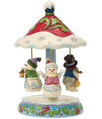 Jim Shore Heartwood Creek Winter Dancers Snowman Carousel Musical Christmas Figurine