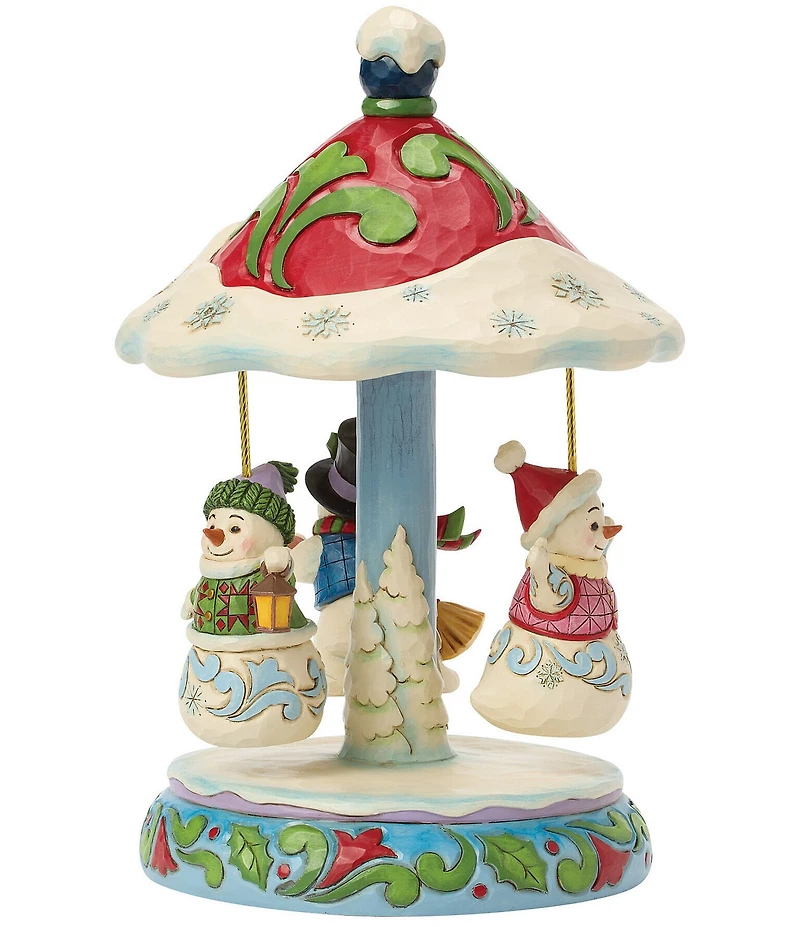 Jim Shore Heartwood Creek Winter Dancers Snowman Carousel Musical Christmas Figurine