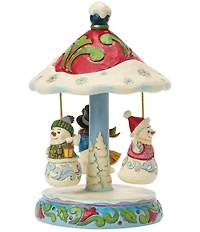Jim Shore Heartwood Creek Winter Dancers Snowman Carousel Musical Christmas Figurine