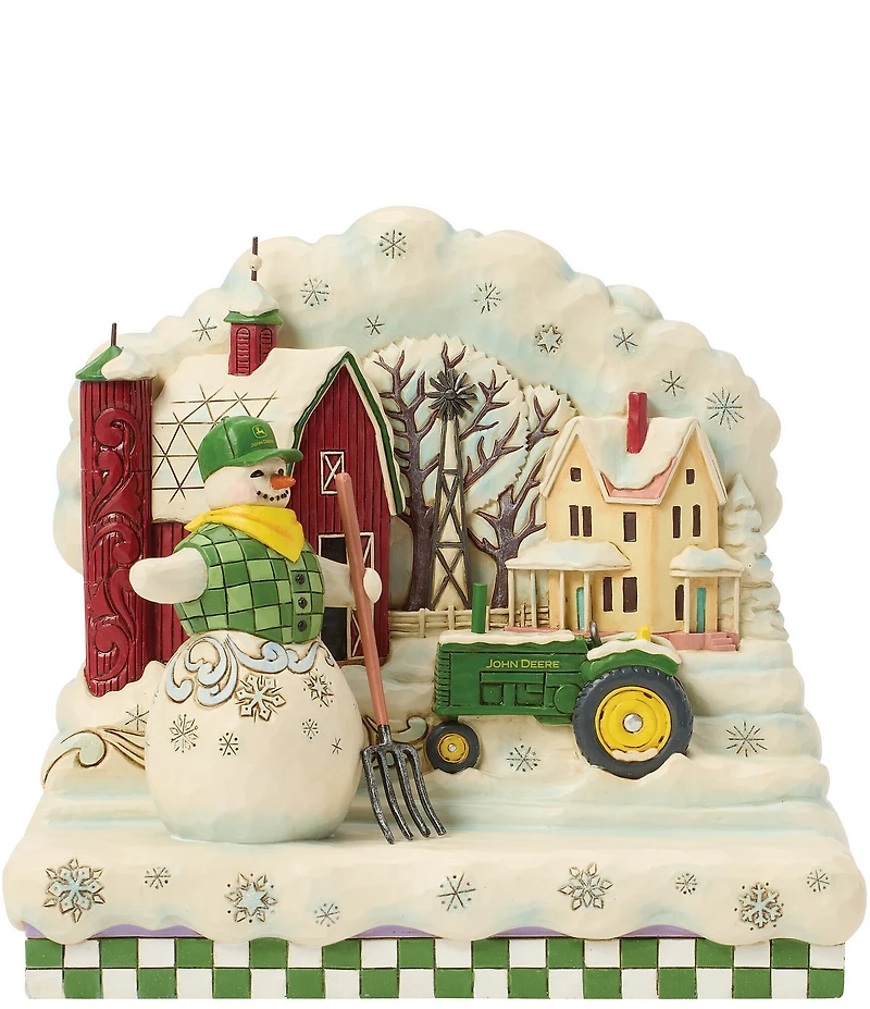 Jim Shore John Deere Collection Snowman Farm Scene Figurine