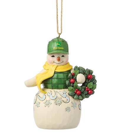 Jim Shore John Deere Collection Snowman Holding Wreath Hanging Ornament