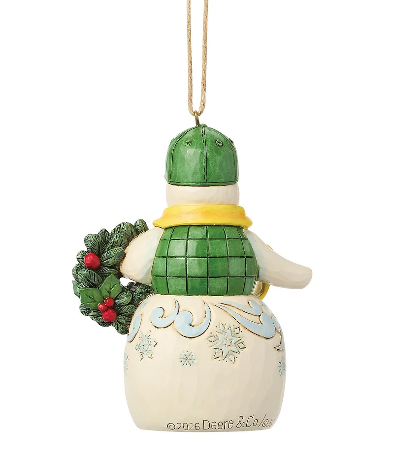 Jim Shore John Deere Collection Snowman Holding Wreath Hanging Ornament