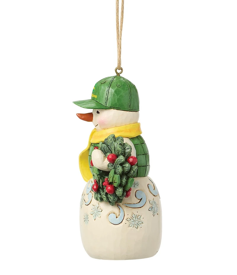 Jim Shore John Deere Collection Snowman Holding Wreath Hanging Ornament