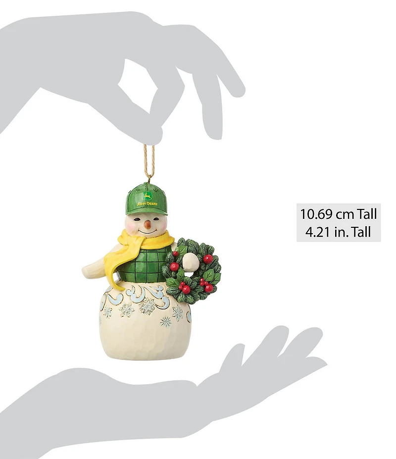 Jim Shore John Deere Collection Snowman Holding Wreath Hanging Ornament