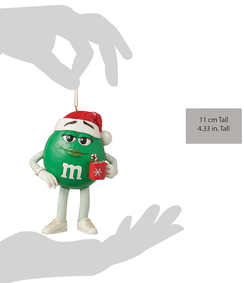 Jim Shore M&M's® Green Character with Santa Hat Hanging Ornament