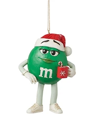 Jim Shore M&M's® Green Character with Santa Hat Hanging Ornament