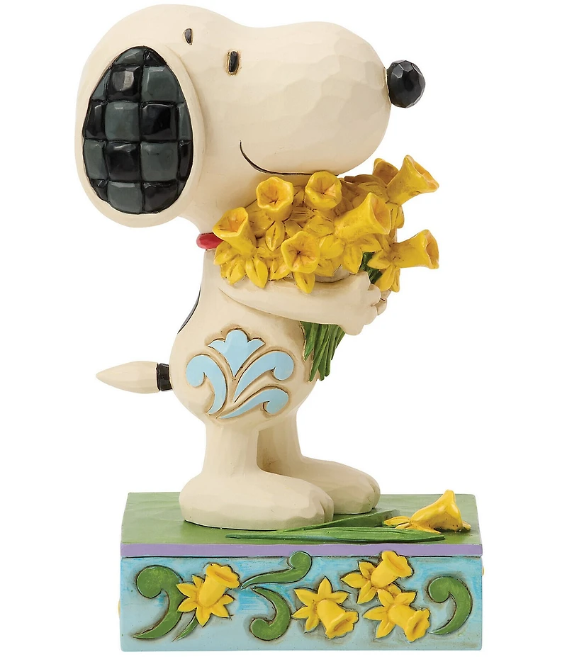 Jim Shore Peanuts Collection A Bouquet of Happiness -Snoopy with Daffodils Figurine