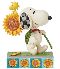 Jim Shore Peanuts Collection Snoopy and Woodstock with Sunflower Figurine