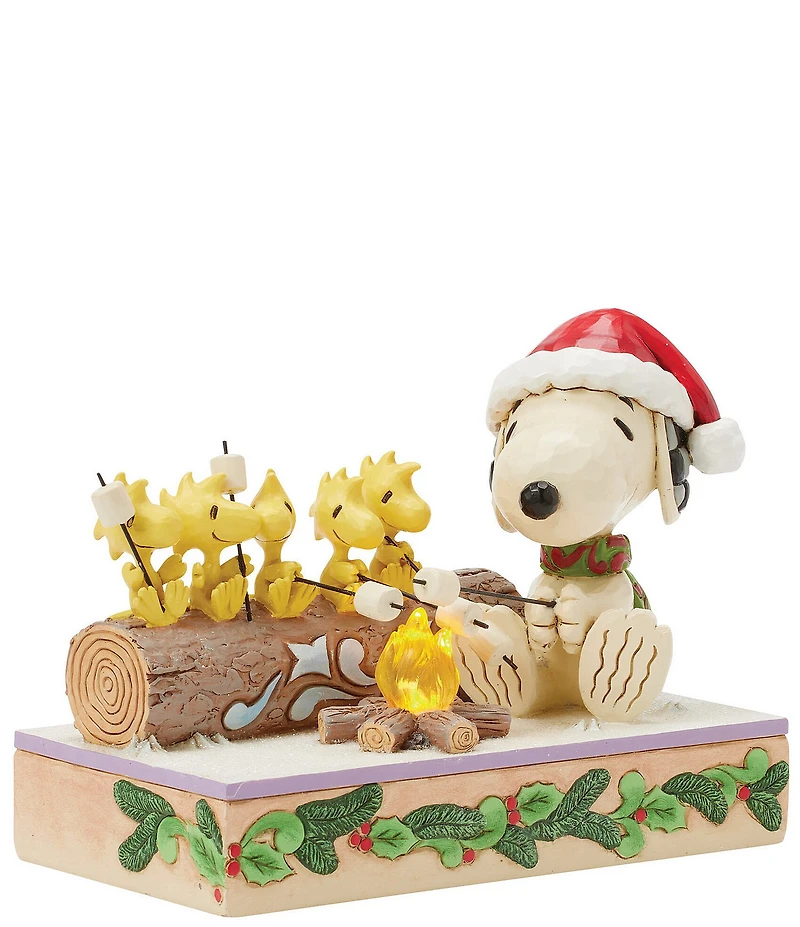 Jim Shore Peanuts Collection Snoopy and Woodstock's Light-Up Campfire Figurine
