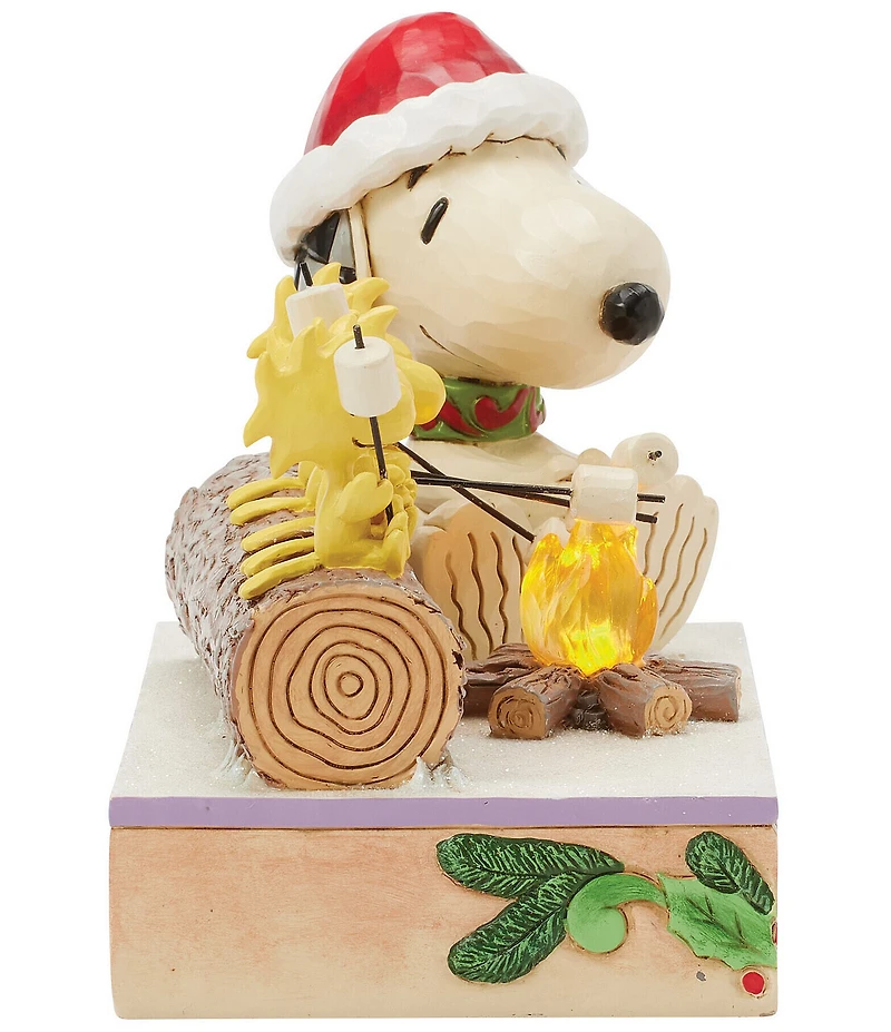 Jim Shore Peanuts Collection Snoopy and Woodstock's Light-Up Campfire Figurine