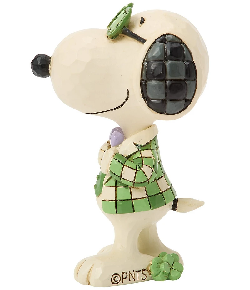 Jim Shore Peanuts Collection Snoopy Shamrock Glasses Mini Figurine