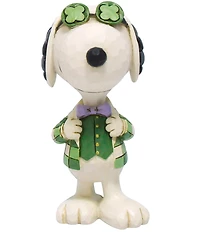Jim Shore Peanuts Collection Snoopy Shamrock Glasses Mini Figurine