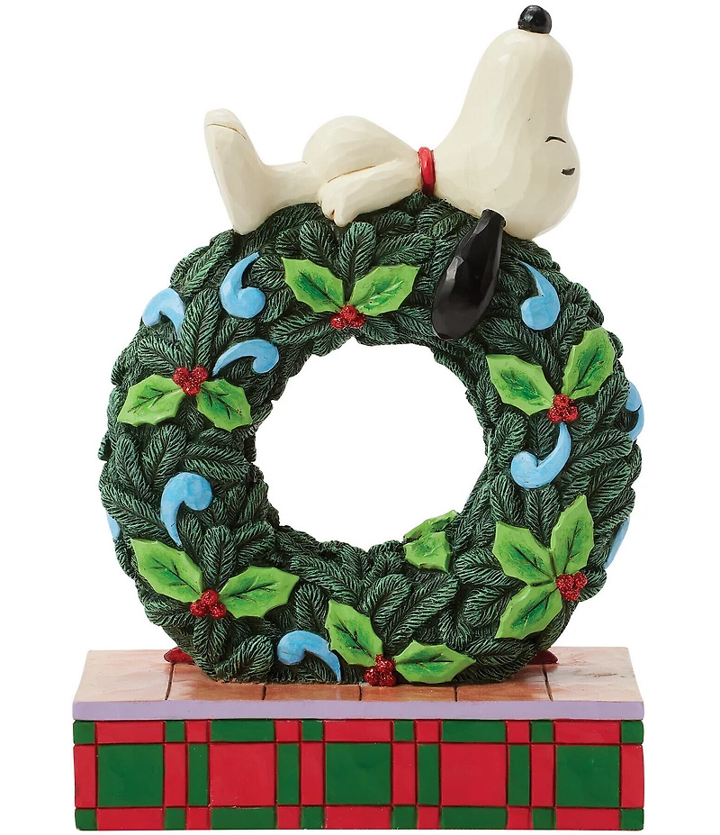 Jim Shore Peanuts Collection Snoopy Sleeping on LED Wreath Figurine