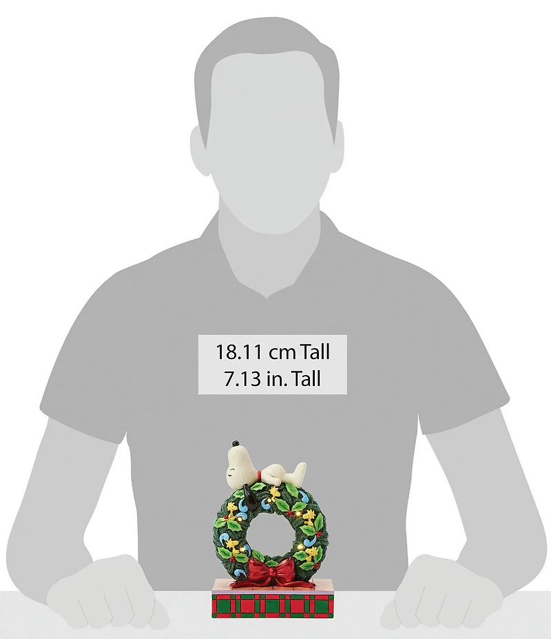 Jim Shore Peanuts Collection Snoopy Sleeping on LED Wreath Figurine