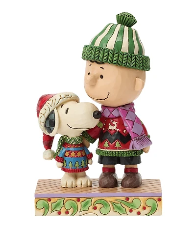 Jim Shore Peanuts Snoopy and Charlie in Christmas Sweaters Figurine