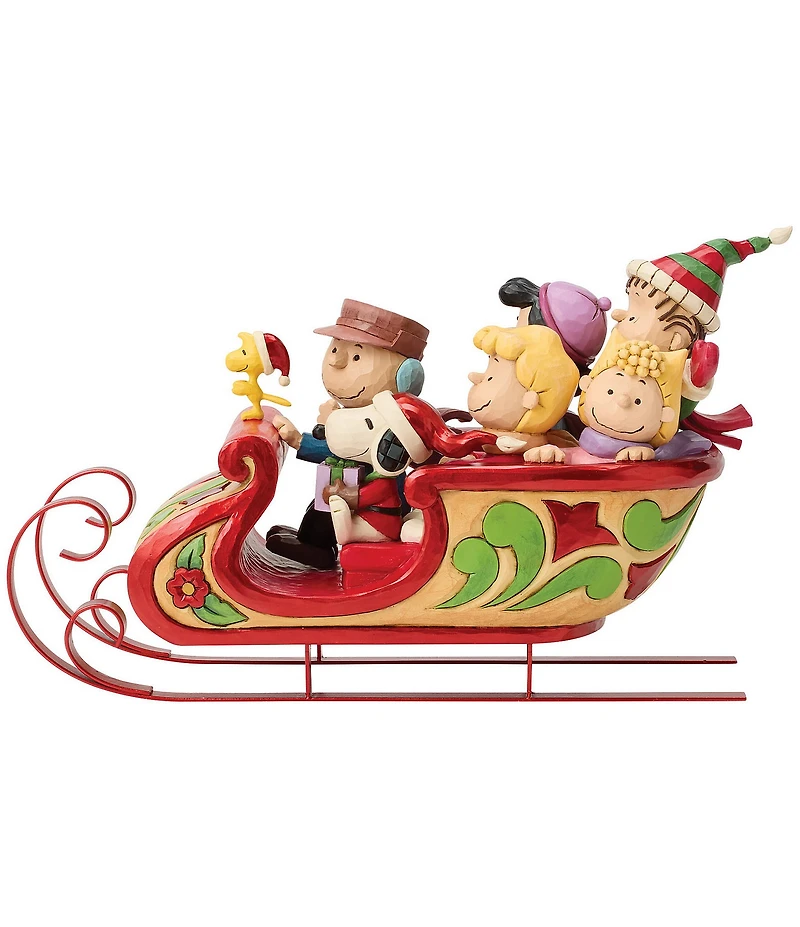 Jim Shore Peanuts Snoopy And Friends In Sleigh Figurine