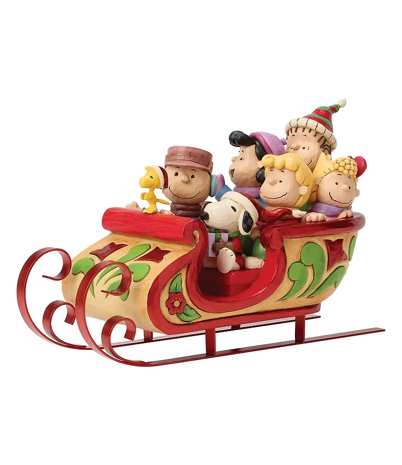 Jim Shore Peanuts Snoopy And Friends In Sleigh Figurine