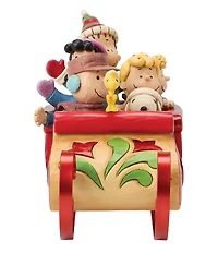 Jim Shore Peanuts Snoopy And Friends In Sleigh Figurine