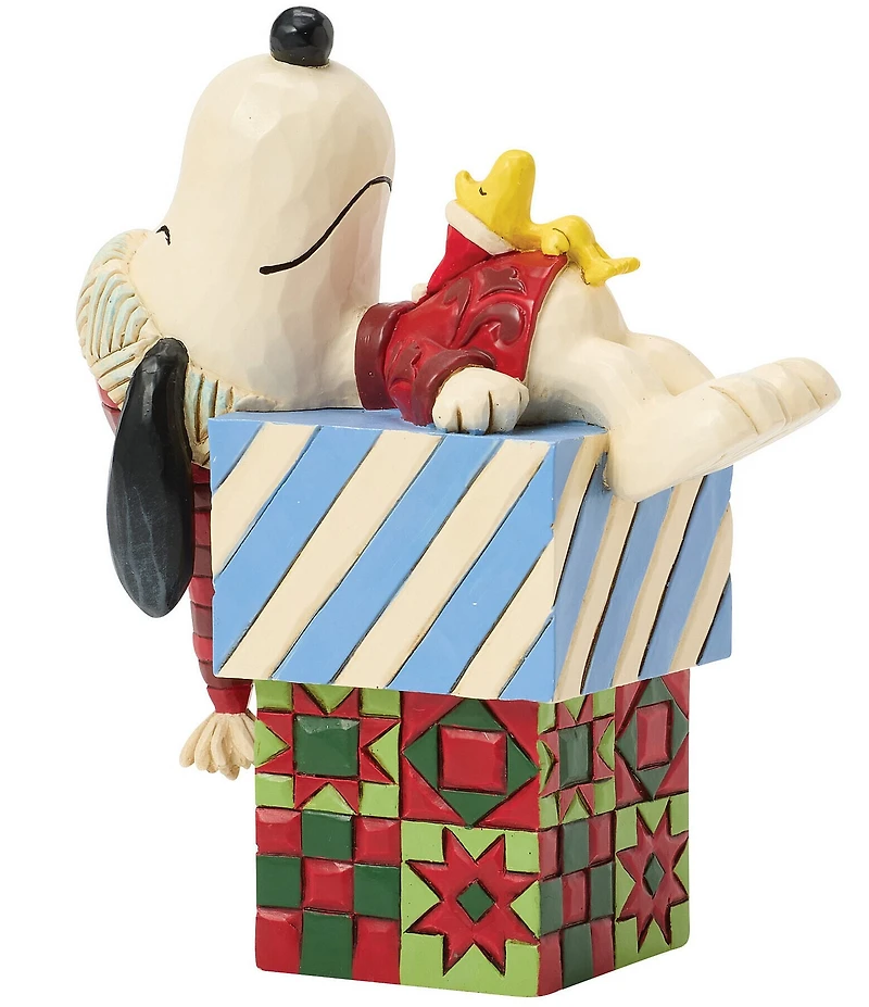 Jim Shore Peanuts Snoopy And Woodstock Laying On Gifts Figurine